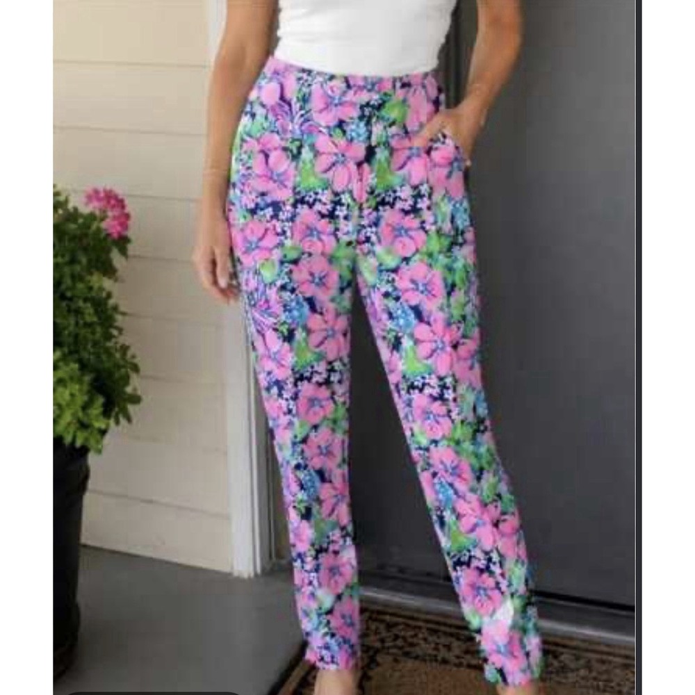 Lilly Pulitzer Corso Golf Pant Womens 6 Tall Order High Tide Navy Luxletic NWT